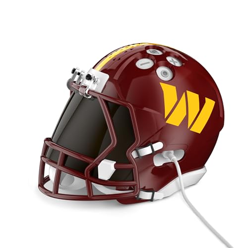 Image of NFL Echo Dot Bundle: Includes Echo Dot | Glacier White and Limited-Edition NFL Helmet Stand | Washington Commanders