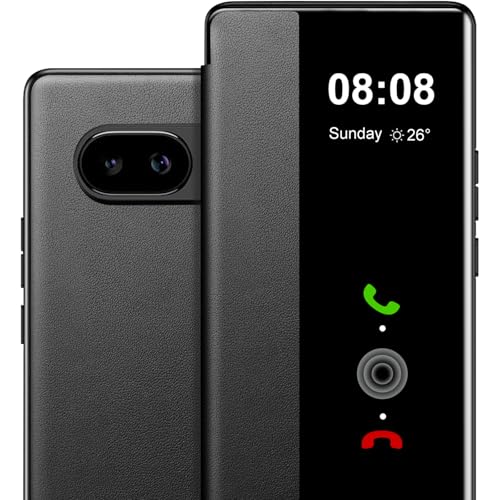 Étui Google Pixel 9A anti-rayures à rabat S View transparent noir pour écran 6,3 pouces