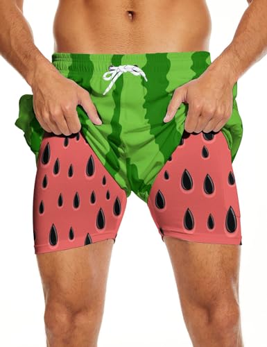 Mens Swim Trunks 7 Inch Inseam with Compression Liner Bathing Suit Swimwear Beach Shorts3