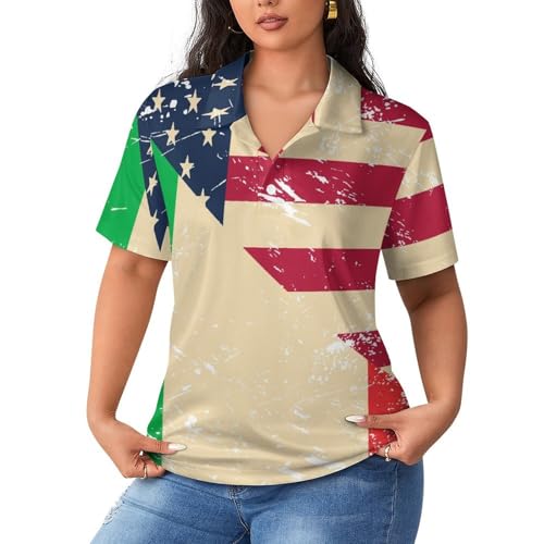 Polo de mujer transpirable que evita el sudor con diseño retro de banderas