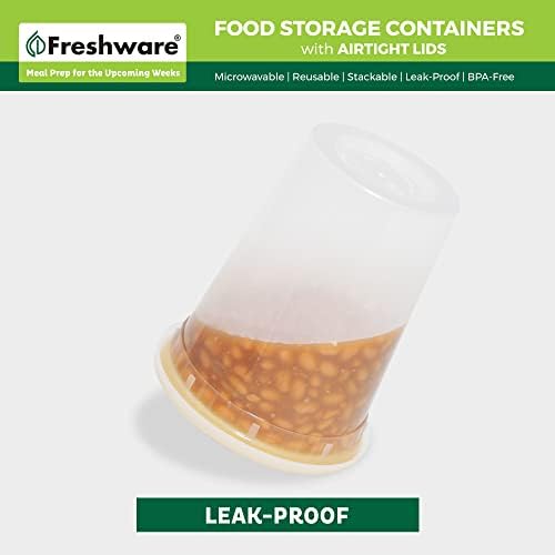 Freshware Food Storage Containers with Lids [60 Pack 8, 16, 32 oz, 20 sets each size] Plastic Deli Containers, Meal Prep Containers, Microwave and Freezer Safe, Stackable, Leakproof, BPA Free, Clear - 3