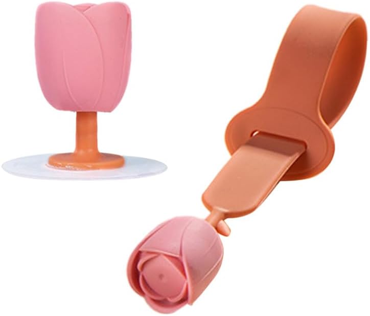 Tyenaza Toilet Lid Lifter, Cute Tulip Durable Silicone Toilet Seat Cover Lift Handle Avoid Touching(Pink)