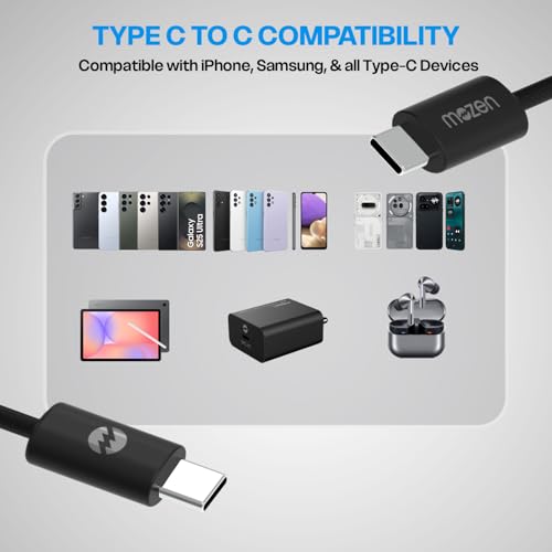 Image of Amkette Mozen Certified 65W Type C to Type C Braided Cable | C to C Cable Fast Charging | 480 Mbps Data Transfer | Compatible with iPhone, Samsung, Nothing, Motorola, Xiaomi, Realme & USB-C Devices