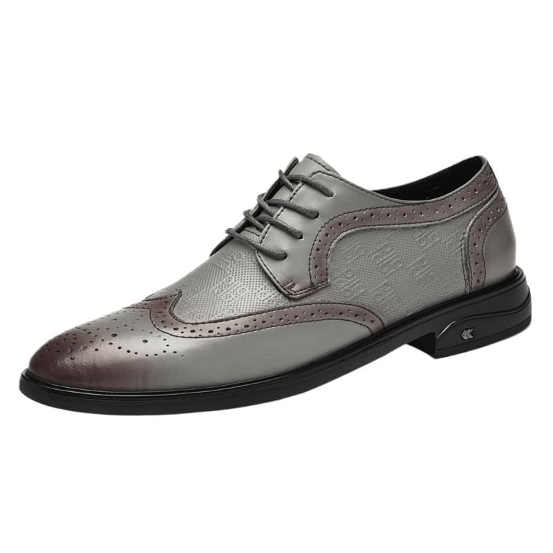 Men's Luxury Brogue Dress Shoes, Summer Leather Business Shoes with Carved Detailing, Comfortable Formal Office Footwear