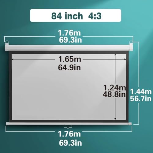 Pantalla de proyector manual 4:3, 60" a 100" miniatura 7