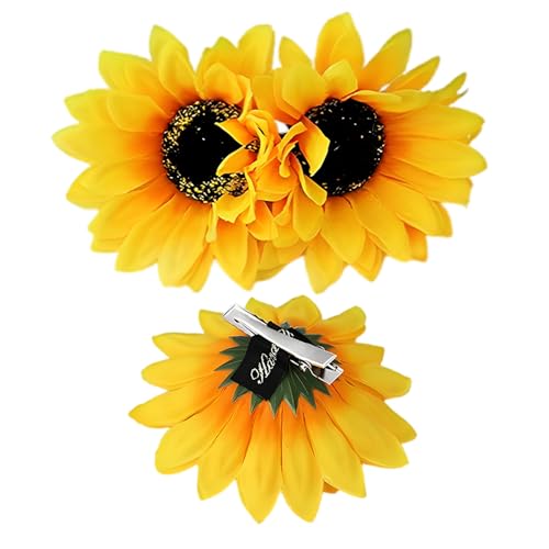 Sunflower Hair Clips and Barrettes for Women and Girls - 3Pcs Yellow Clips for Hair Styling, Christmas Party Hair Accessories image 2