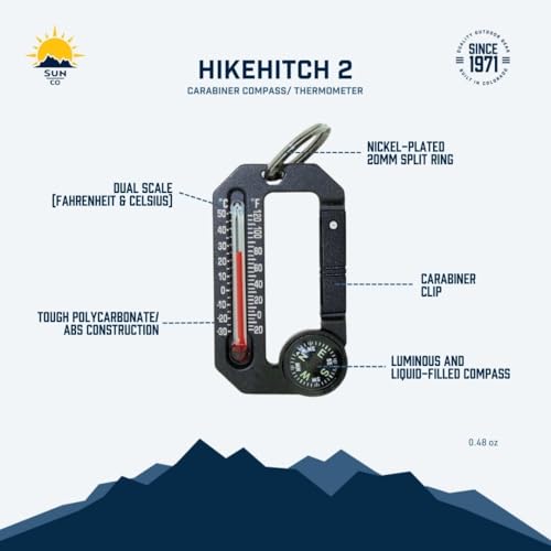 Sun Company HikeHitch 2 Brújula y Termómetro con Mosquetón miniatura 5