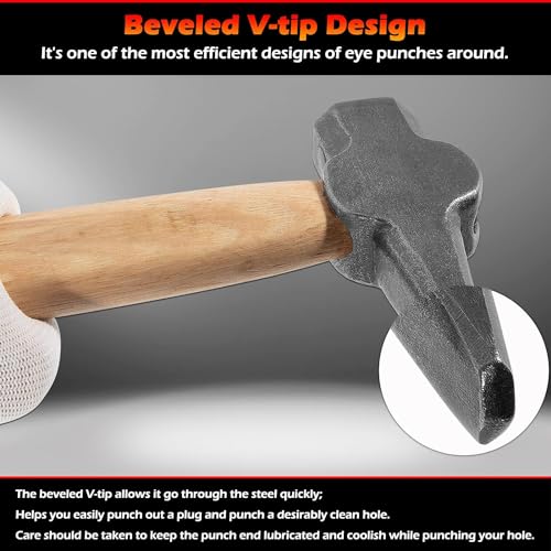 Blacksmith Hammer Eyelet Punch, Top Tools, Used with a Hammer Ideal for Hot Forging - Image 3