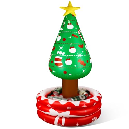 4.17 ft Inflatable Christmas in July Inflatable Cooler Christmas Tree Beverage Drinking Cooler Star Treetop Container for Summer Winter Party Indoor Home Garden Lawn(Tree)