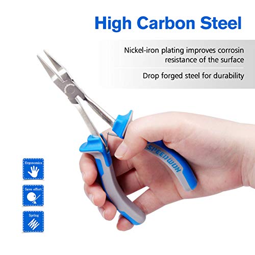 Image of SPEEDWOX 6 Inches Long Reach Slimline Flat Nose Pliers for Jewelry Making Smooth Jaw, Wire Wrapping Bending for Hard to Reach Narrow Spaces