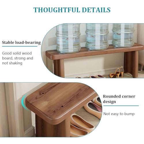 Taburete de madera maciza para zapatos de entrada y pasillo con almacenamiento rectangular 5