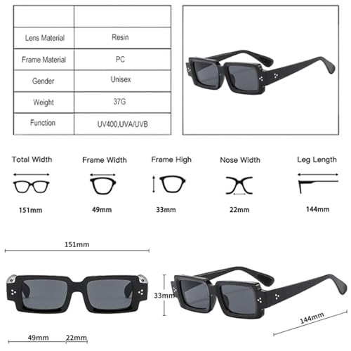 Lunettes de soleil rectangle rivets design vintage avec monture transparente - 7