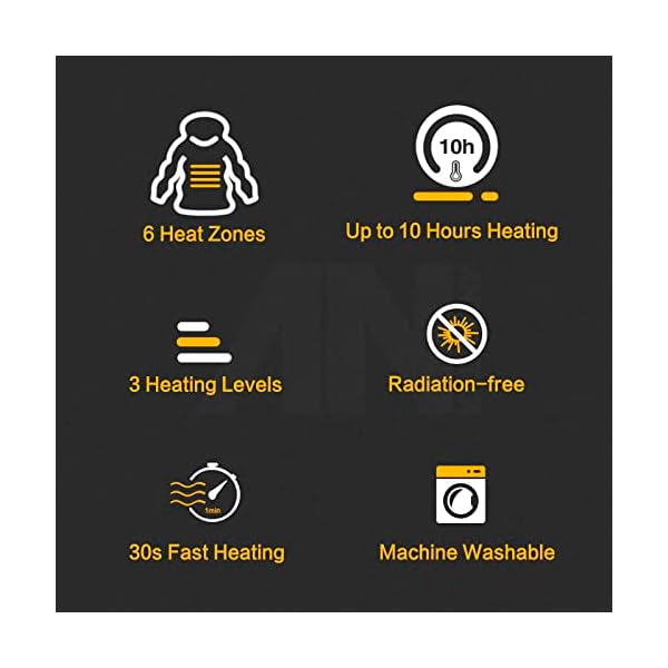 Heated Jacket, ANTARCTICA GEAR Lightweight Heating Jackets with 12V/5A Power Bank, 6 Areas Winter Coat for Men and Women, Black, Small - Image 7