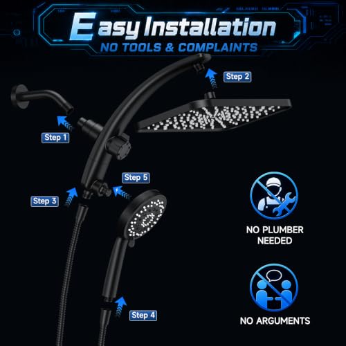 Veken 12" Rain Shower Head with Handheld,High Pressure Power Wash,Magnetic by Veken - Used condition - Image 8