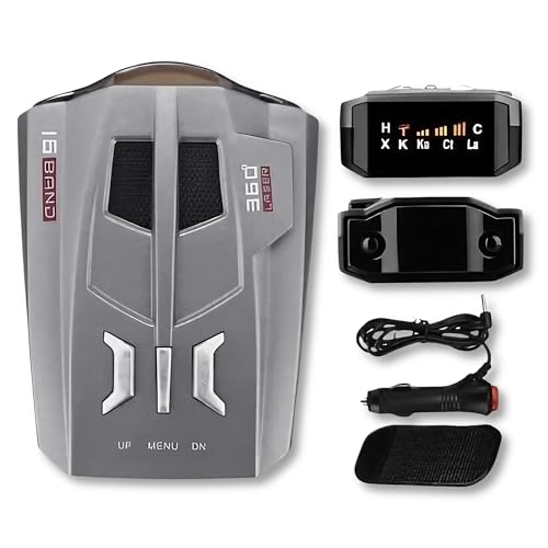 KF Premium V9 16-Band 360° Car Trucker Laser Radar Detector with Speed & Voice Alert Warning System for Anti-Speed Trap, Red-Light Cameras, and Full Road Coverage