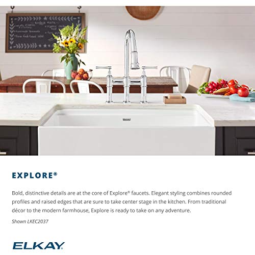 Elkay Lkec2037Cr Three Hole Bridge Faucet With Pull-Down Spray And Lever Handles, Chrome #TOP2