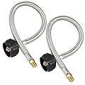 ATKKE 15 inch RV Propane Hoses, RV Propane Hose Replacement, Stainless Braided Propane Tank Hose LP Gas Pigtail Hoses for RV Two-Stage Propane Regulator, 1/4" NPT Male x QCC1, 2 Pack