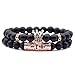 HMKLN Moda Imperio Corona Pulsera Set Hecho A Mano Negro Cuentas de Piedras Naturales Hombres Braclet para Hombre Joyería de Banda de Muñeca