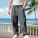 Men's Casual Cargo Pants Baggy Wide Leg Drawstring Sweatpants Fashion Elastic Waist Hiking Jogging Pants with Pockets Pantalon Sudadera Hombre Dark Gray