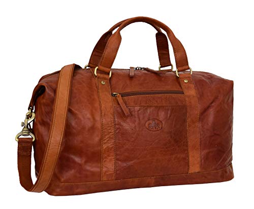 Sac voyage cuir véritable grande taille sac fin de semaine marron cognac Brixton