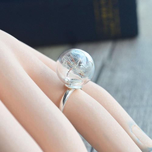 image for Cairui Design Dandelion Statement Rings on Glass Ball with Resizable C