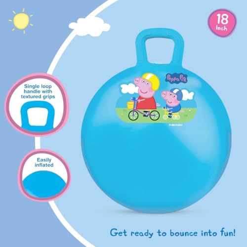 Image of Amazon Brand - Jam & Honey 18 inch Peppa Pig Hopper Ball for Kids | Strong Bouncing Ball with Handles | Outdoor & Indoor Play Toy (Blue)