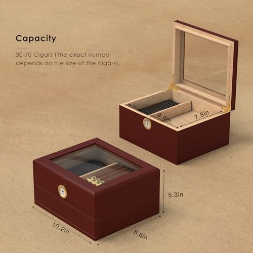 image for Mojgar Cigar Humidor Case, Cigar Humidor Glass Top Cigar Case Humidifi