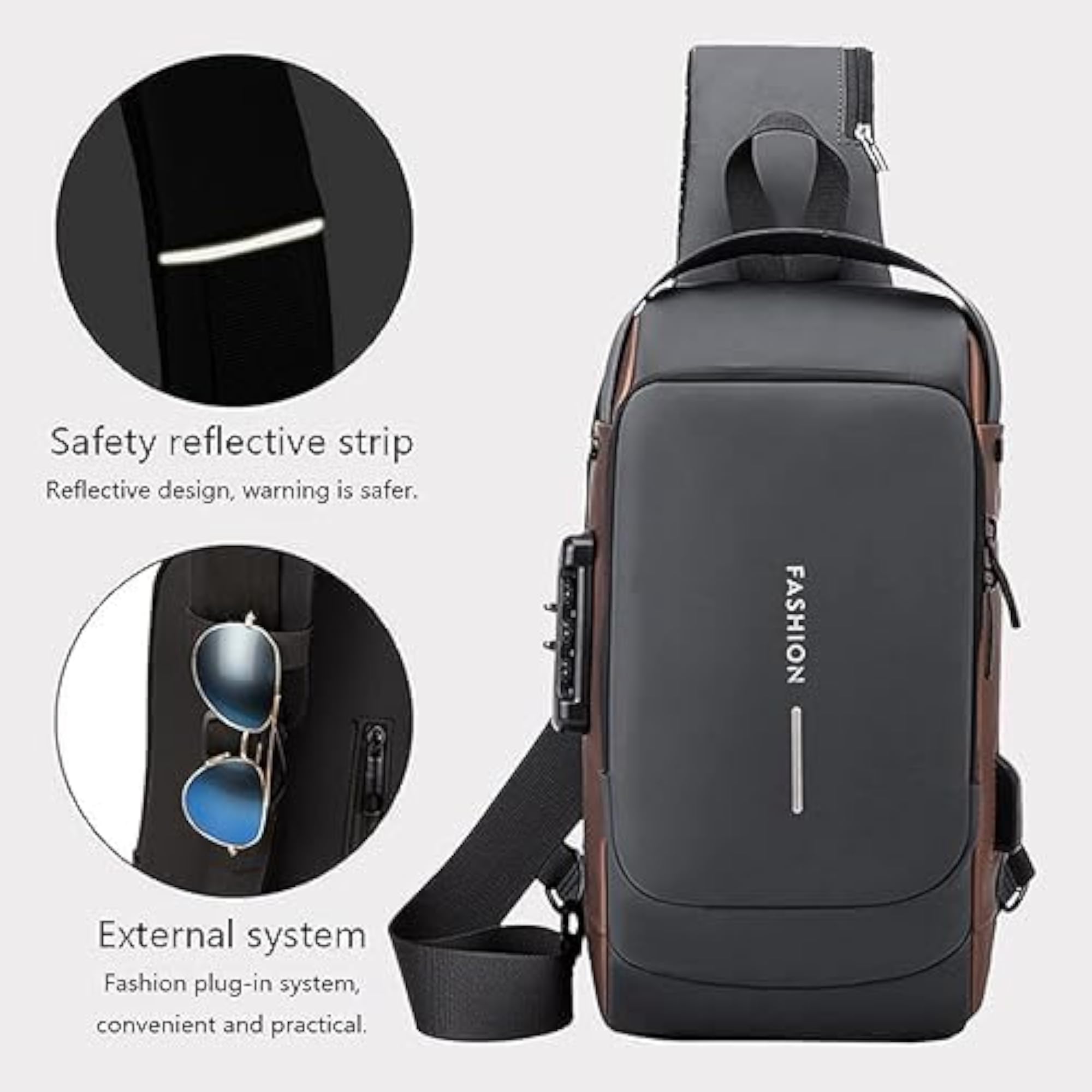 Anti-theft Crossbody Sling Bag with USB Charging