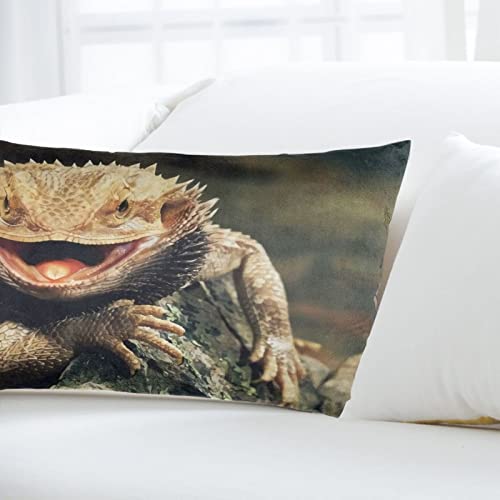 Pillowcase For Hair And Skin Bearded Dragon Lizards Super Soft Travel Pillow Case With Hidden Zipper Closure For Bed Cushion Cover For Sofa Bed Car Chair (14X20 In),Gifts For Women Men #TOP6