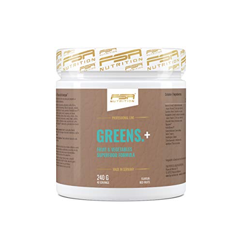 Greens Polvo Superfood con hierba de cebada, espirulina, chlorella & vitamina C natural - Fabricado en Alemania - FSA Nutrition - 240 g