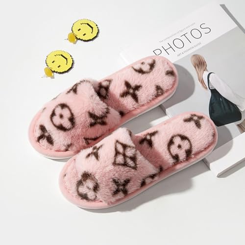 Wool Slippers for Women to wear Home Cotton Slippers are Fashionable and Versatile, Imitation Rabbit Fur Open Slippers2