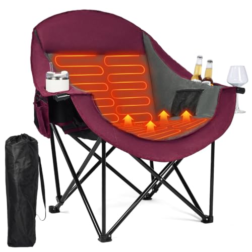 Image of Heated Oversized Camping Chair - Heavy Duty Padded Comfy Warm Outdoor Chair