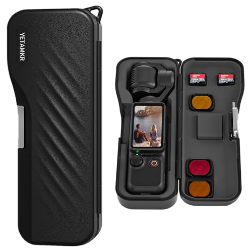 Wejinron Tasche für DJI Osmo Pocket 4/3 Tasche aus Silikon Schutzhülle Zubehör für DJI Osmo Pocket 4/3 mit Trageband Kompatibel mit Filter und Speicherkarte (Schwarz)