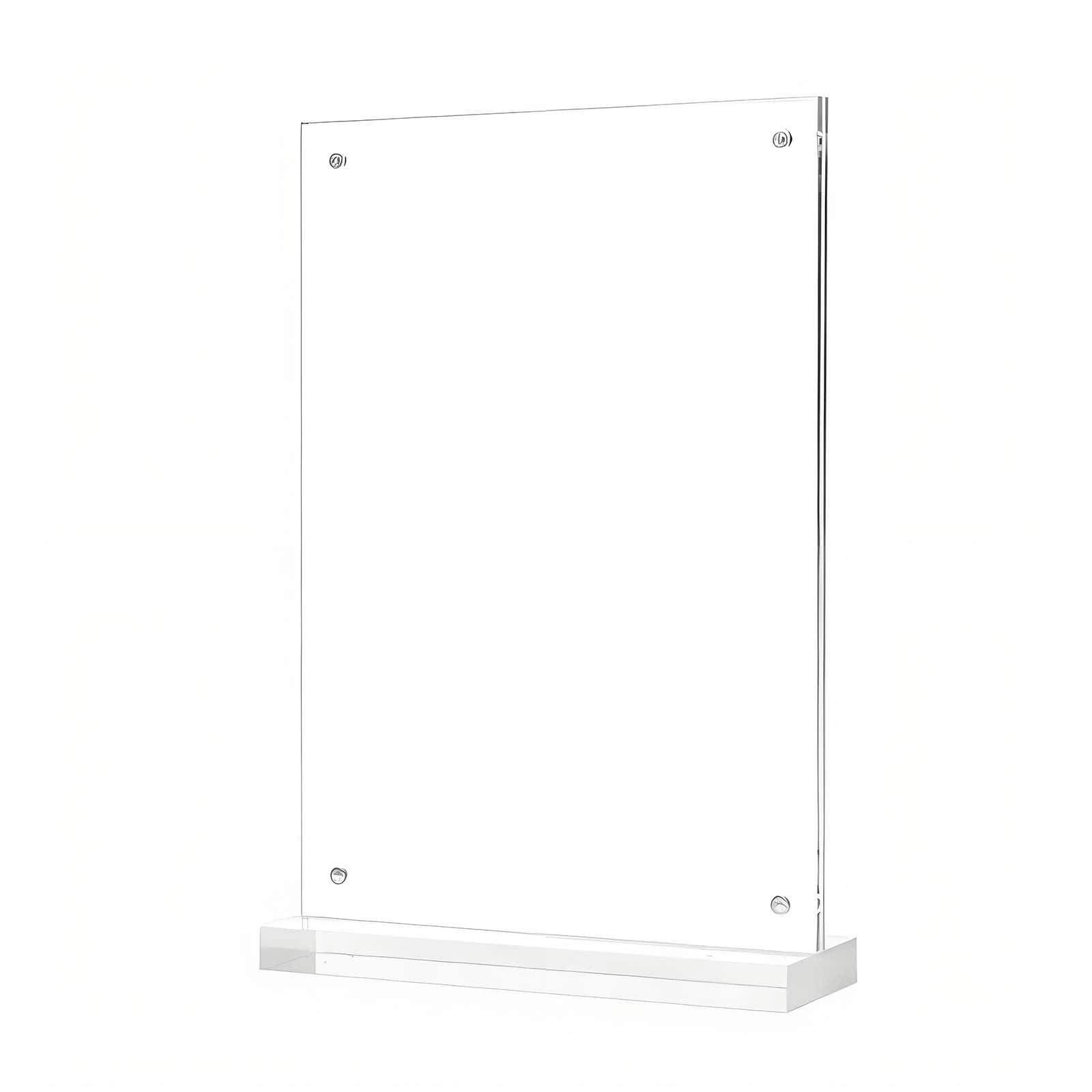 WOFDALY T Shape Magnetic Acrylic Sign Holder Display Stand Clear Double Sided Tabletop Menu Frame Countertop Card Holder for Restaurant Retail Office Flyer Display,14.8cm×21cm Vertical