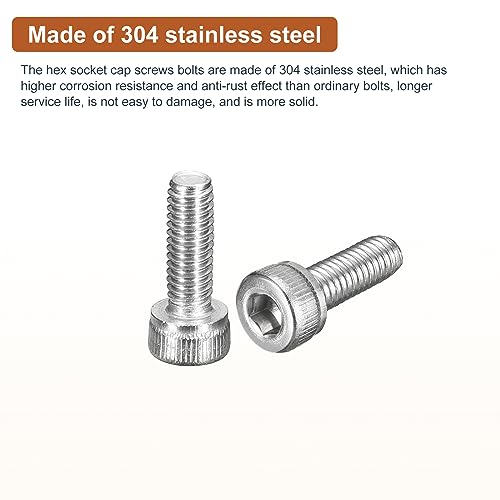 DTGN M4x12mm Socket Head Cap Screws Bolts, 100Pcs 304 Stainless Steel 18-8, Metric Machine Hex Socket Screw, Hex Drive - Image 3