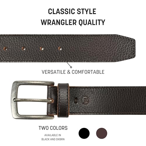 Wrangler Men's Pebble Leather Belt, 38mm Casual Casual Waist Belt for Jeans, Gift for Men2