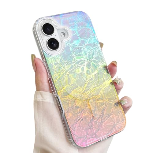 Image of AIGOMARA Cute Case for iPhone 17 Case for Women Girls [ Compatible with Magsafe ] Glitter Girly Aesthetic Rainbow Magnetic Protective Phone Cover, Fluorescent Iridescent Craquelure Pattern