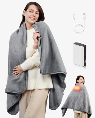 RayoLife Cordless Heated Blanket – Portable Battery Operated Throw with