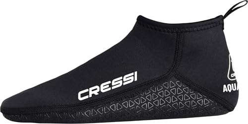 Cressi Aqua Grip Neoprene Socks 3mm L - Unisex Neopren Doppelt gefüttert Schwarz 3mm Kurze Socken mit Rutschfester Sohle, Ideal für Wasser und Oberflächen Aktivitäten, L (42/43)