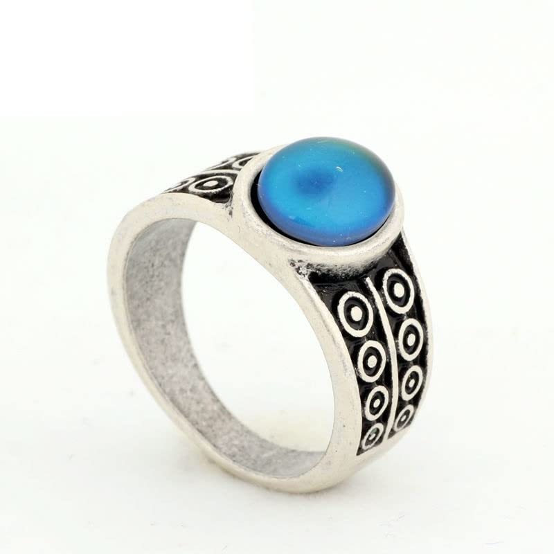 LOKILOKI 2 Uds Anillos De Estado De Ánimo Que Cambian De Color Chapados En Plata Antigua Que Cambian La Temperatura del Color Conjunto De Anillos De Sensación De Emoción para Mujeres/Hombres