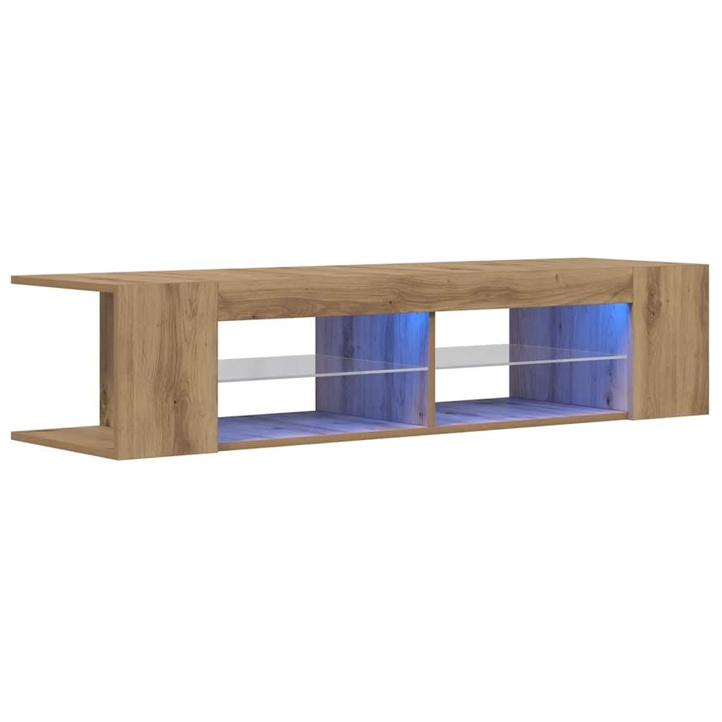 Szafka pod telewizor LED 90 x 39 x 30 cm, dąb, rękodzieło