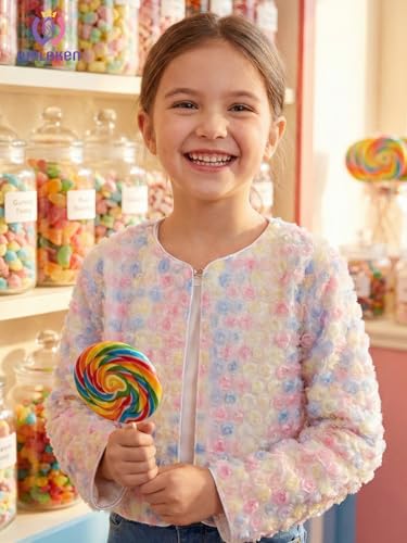 Image of Girls Cotton Knit Shrug Cardigan with Long Sleeve Ruffle Hem