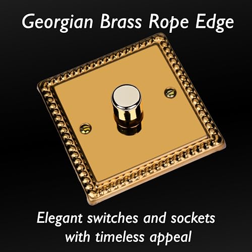 HG3 Varilight V-Dim (Standard) Series 1 Gang (Single), 1 or 2 Way, Push on/off, 400 Watt Rotary Dimmer, Classic Georgian Polished Brass Coated Finish - Image 4