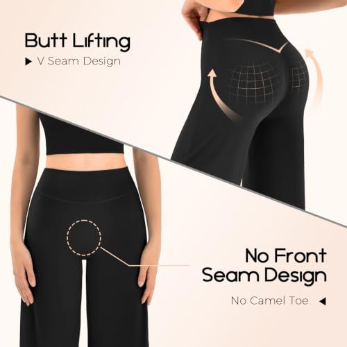 Stanpetix Women's Wide Leg Leggings Straight Leg Yoga Pants Black Large - image 4