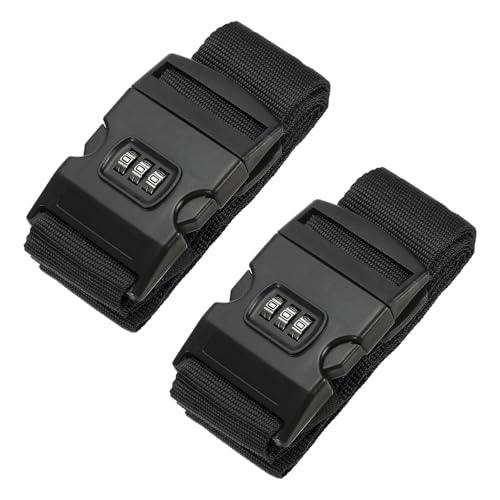 Image of PATIKIL Luggage Straps, 2 Pack Suitcase Straps Adjustable Luggage Belts Strap with Combination Lock for Luggage Suitcases Travel, Black