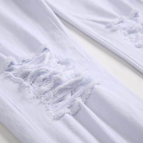 Men's Skinny Jeans Stretch Ripped Slim Fit Jeans Casual Distressed Destroyed Straight Leg Denim Pants with Holes4