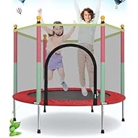 Gziztx Trampoline 140CM/4.6FT Toddler Trampoline Round with Safety Enclosure Net & Accessories, Indoor & Outdoor Fun for Boys & Girls