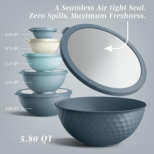 image for COOK WITH COLOR Mixing Bowls with Lids - 12 Piece Plastic Nesting Bowl