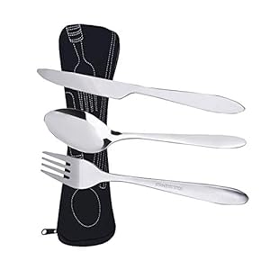 Prettyui Zilverwerk Bestek Set Roestvrij Staal Met Organizer Bag Reizen Camping Bestek Servies Servies Kit Met Opbergdoos Voor Picknick School Mes Vork Lepel Set Zwart Case (3 Stuk)