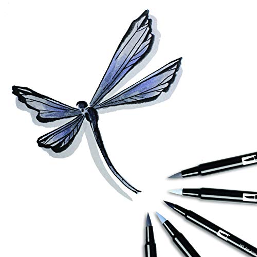 Image of Tombow Dual Brush Pen Art Markers, Grayscale, 6-Pack